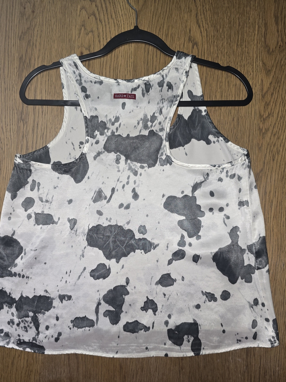 Hard Tail White Tank Top with Black Splatter Tie-Dye